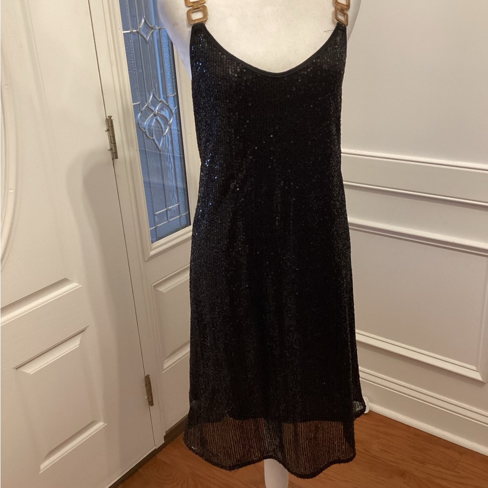 Elegant Black Sequin Backless Dress ( Size: XXL)